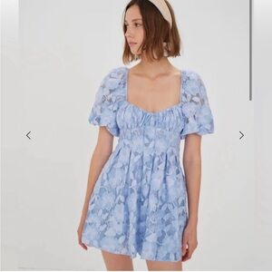 For Love And Lemons Light Blue Lace Honey Mini Dress size L NWT